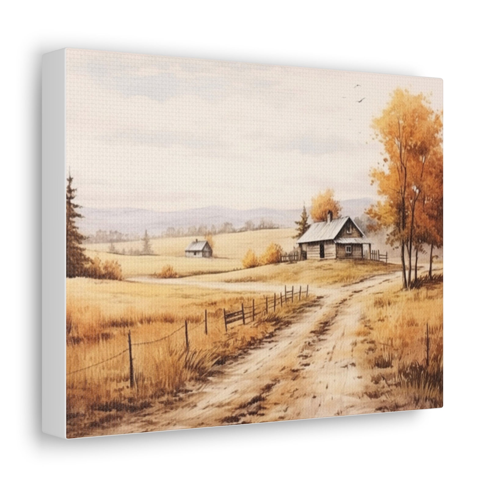 Rustic Canvas Rustic Fall Country Autumn Farmhouse / Landscape / Canvas / - Etsy