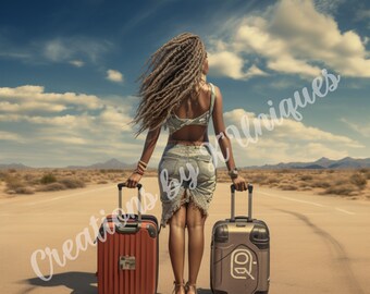 Girls Trip, Sublimation, Black Girl, Black Woman, PNG, black girls travel, suitcase, luggage, travel, black girl travel, black girl luxury