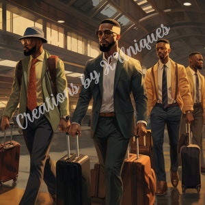 Jongensreis, sublimatie, zwarte mannen, PNG, zwarte mannen reizen, koffer, bagage, reizen, zwarte mannen luxe. digitaal downloaden,
