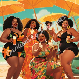 Tjejresa, sublimering, plus size, svart kvinna, PNG, svarta tjejers resor, solsken, strand, resa, svart tjejresa, svart tjejsemester