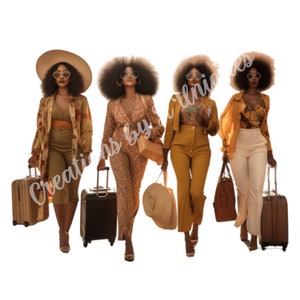 Girls Trip, Sublimation, Black Girl, Black Woman, PNG, black girls travel, suitcase, luggage, travel, black girl travel, black girl luxury
