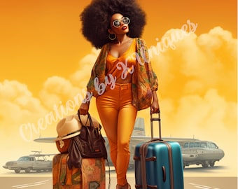 Girls Trip, Sublimation, Black Girl, Black Woman, PNG, black girls travel, suitcase, luggage, travel, black girl travel, black girl luxury