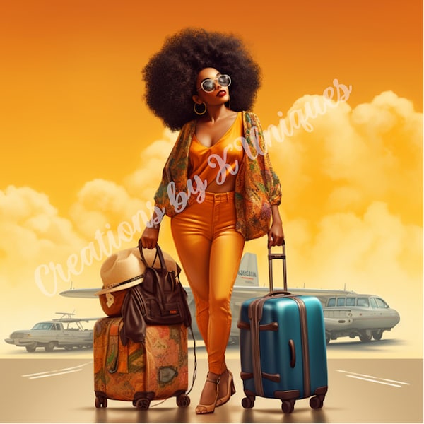 Girls Trip, Sublimation, Black Girl, Black Woman, PNG, black girls travel, suitcase, luggage, travel, black girl travel, black girl luxury