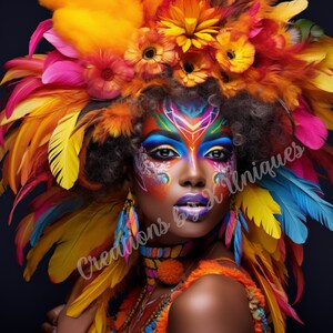 Zwart meisje, PNG, zwarte koningin, melanine, natuurlijk haar, veren, mooie zwarte vrouw, afro koningin, sublimatie, natuurlijke schoonheid, kunst aan de muur