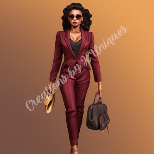 boss, Sublimation , Black Woman, PNG, black girl boss, business, career, luxury, fashion, business clothes, fall colors, suit, natural hair