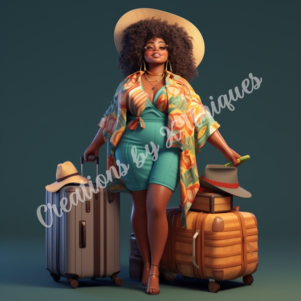 Girls Trip, Sublimation, plus size, Black Woman, PNG, black girls travel, suitcase, luggage, travel, black girl travel, black girl luxury