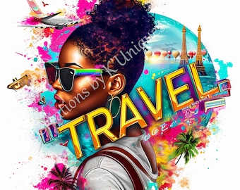 Girls Trip, Sublimation, Black Girl, Black Woman, PNG, black girls travel, suitcase, luggage, travel, black girl travel, black girl luxury