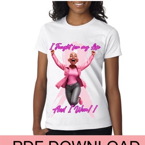 breast cancer awareness, Afro Queen, Melanin, Sublimation, Black Girl, Black Woman, survivor, Fashion girl, PNG, Digital, pink ribbon, 13X19