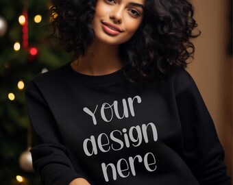 Gildan 18000 Black Sweatshirt Mockup, Arab Model Mockup, Rustic Sweatshirt Mockup, Boho Sweatshirt Mockup, Christmas Sweatshirt Mockup