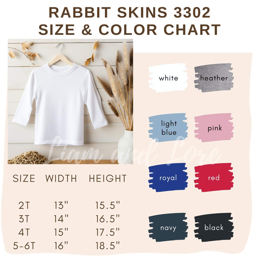 Rabbit Skins 3302 Size Chart, Toddler Long Sleeve Shirt Mockup, Little ...