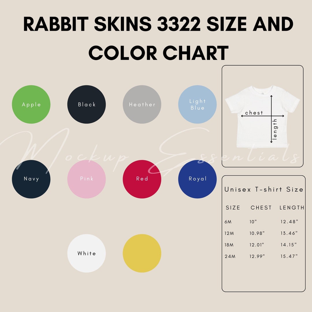 Rabbit Skins 3322 Infant Size and Color Chart Rabbit Skins - Etsy