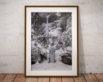 Multnomah Falls Photo Print | Pacific Northwest Photography | Waterfall Wall Art | Living Room Decor