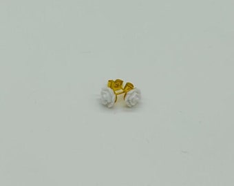 White Rose Stud Earrings