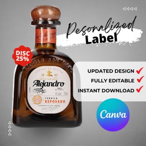 Printable Don Tequila Reposado label editable Customize, Tequila Gift Ideas. Birthday Present, Anniversary and wedding.