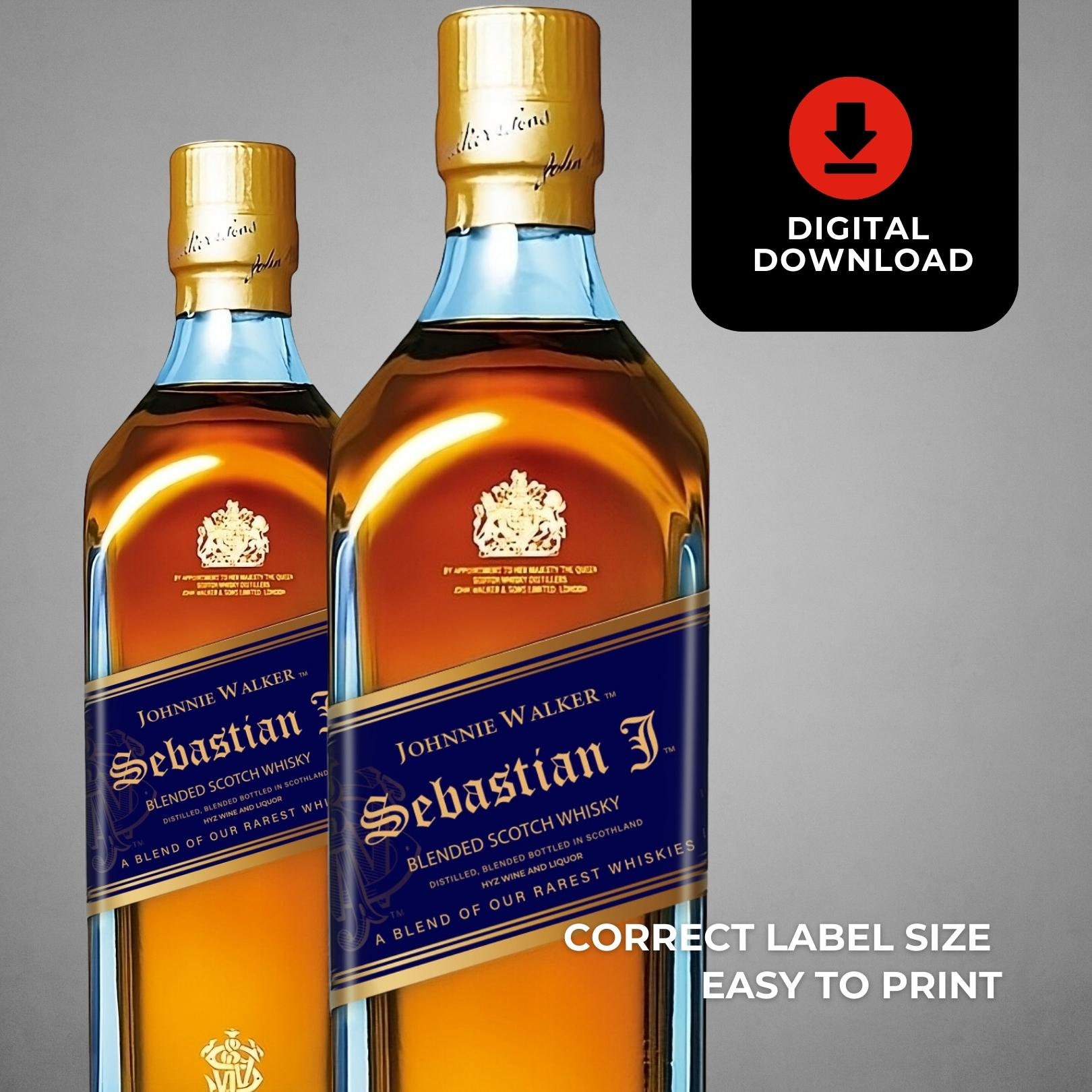 Printable JW Blue Label Personalized Wine Liquor Bottle Labels Editable ...