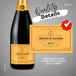 Printable Champagne label editable Customize, Tequila Gift Ideas. Birthday Present, Anniversary and wedding.