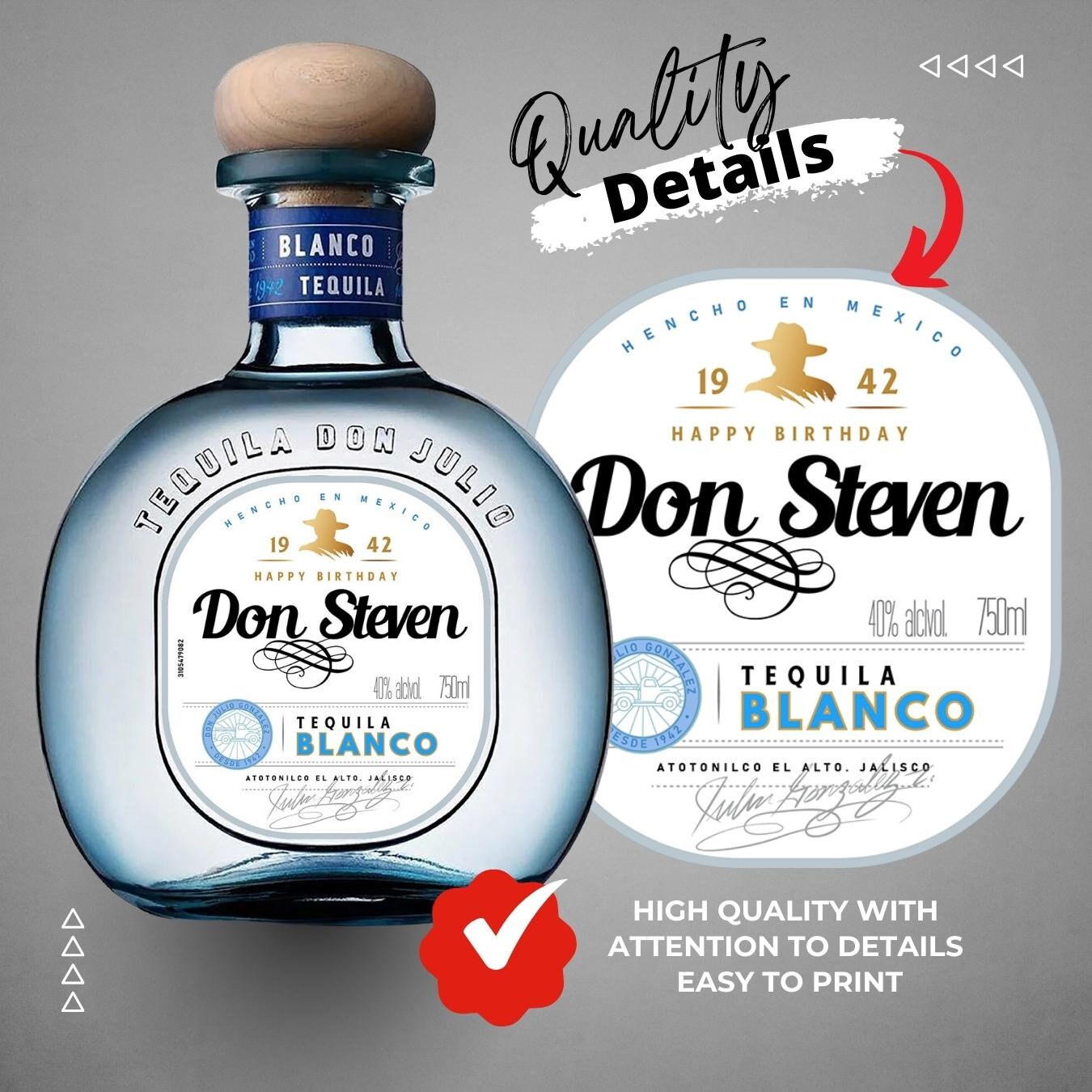 Printable Don Tequila Blanco Label Editable Customize, Tequila Gift ...