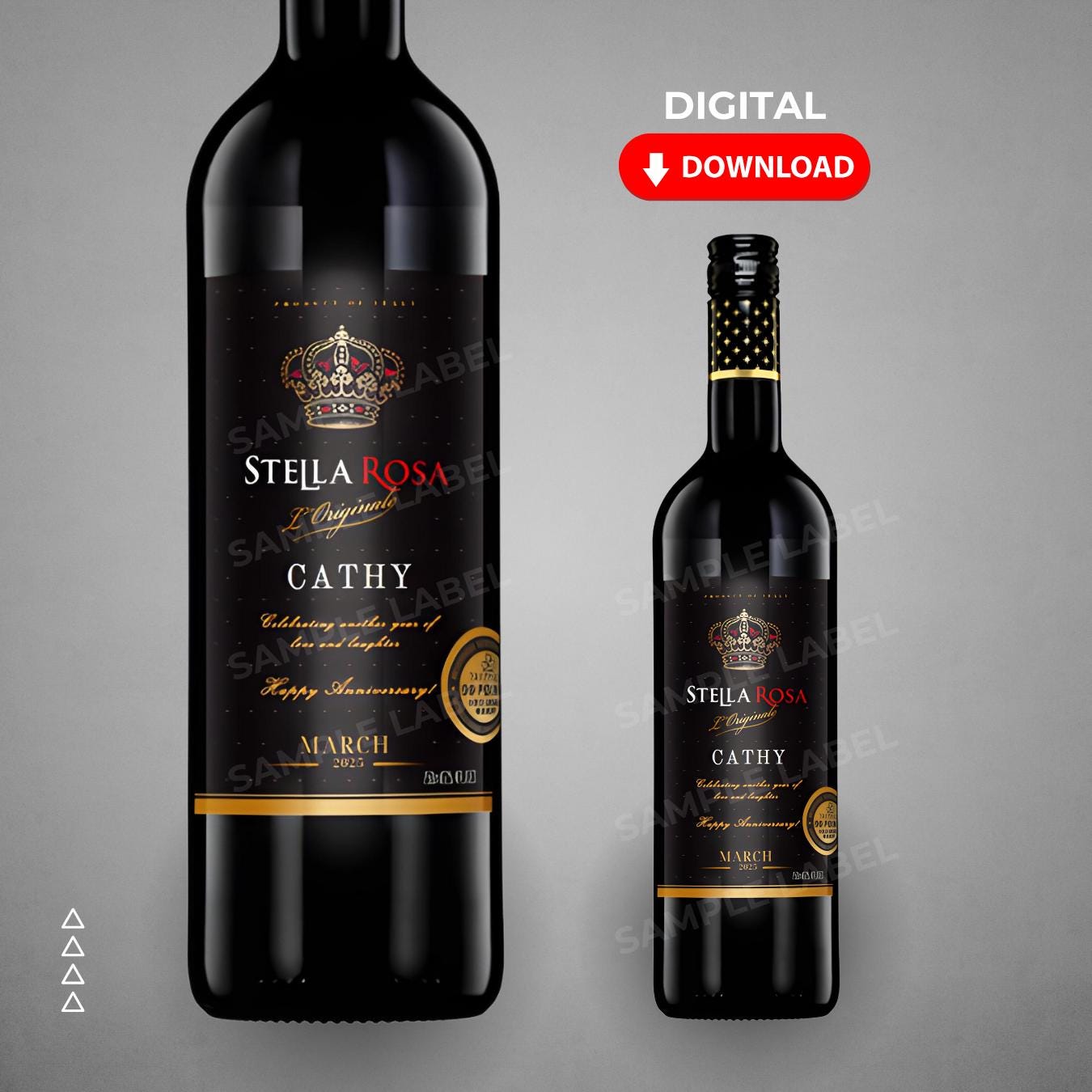 Stella Rosa Label Template Stella Rosa Wine Label, Editable Black Wine Bottle, Anniversary Gift ...