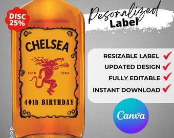 Anpassad whiskyetikett | Personlig födelsedag, bröllop (digital nedladdning)