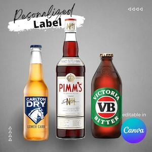Pacchetto di birre stampabile, etichetta personalizzata modificabile, regalo di compleanno, testimone dello sposo, testimone di nozze, etichetta di birra realistica.