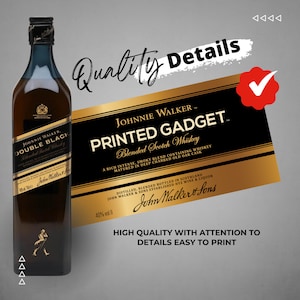 Printable JW Double Black Personalized wine liquor bottle labels editable Customize, Birthday Gift, Realistic Liquor Label.