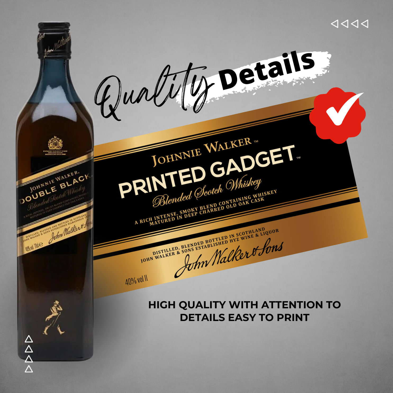 Druckbare JW Double Black Personalisierte Wein Schnapsflaschenetiketten bearbeitbar Anpassen, Geburtstagsgeschenk, realistisches Schnapsetikett.