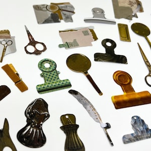 Autocollants à pinces à reliure effet vintage, autocollants à pince à reliure à motif rétro, ensemble de trombones/autocollants de papeterie vintage, amoureux du vintage