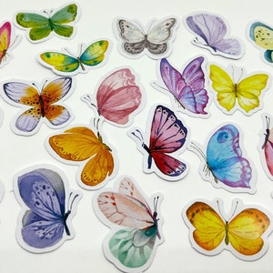 Aquarell Pastell Schmetterling Aufkleber Set, Schmetterlinge Handwerk, Schmetterling Liebhaber Geschenk, Schmetterlinge beobachten Logbuch Aufkleber
