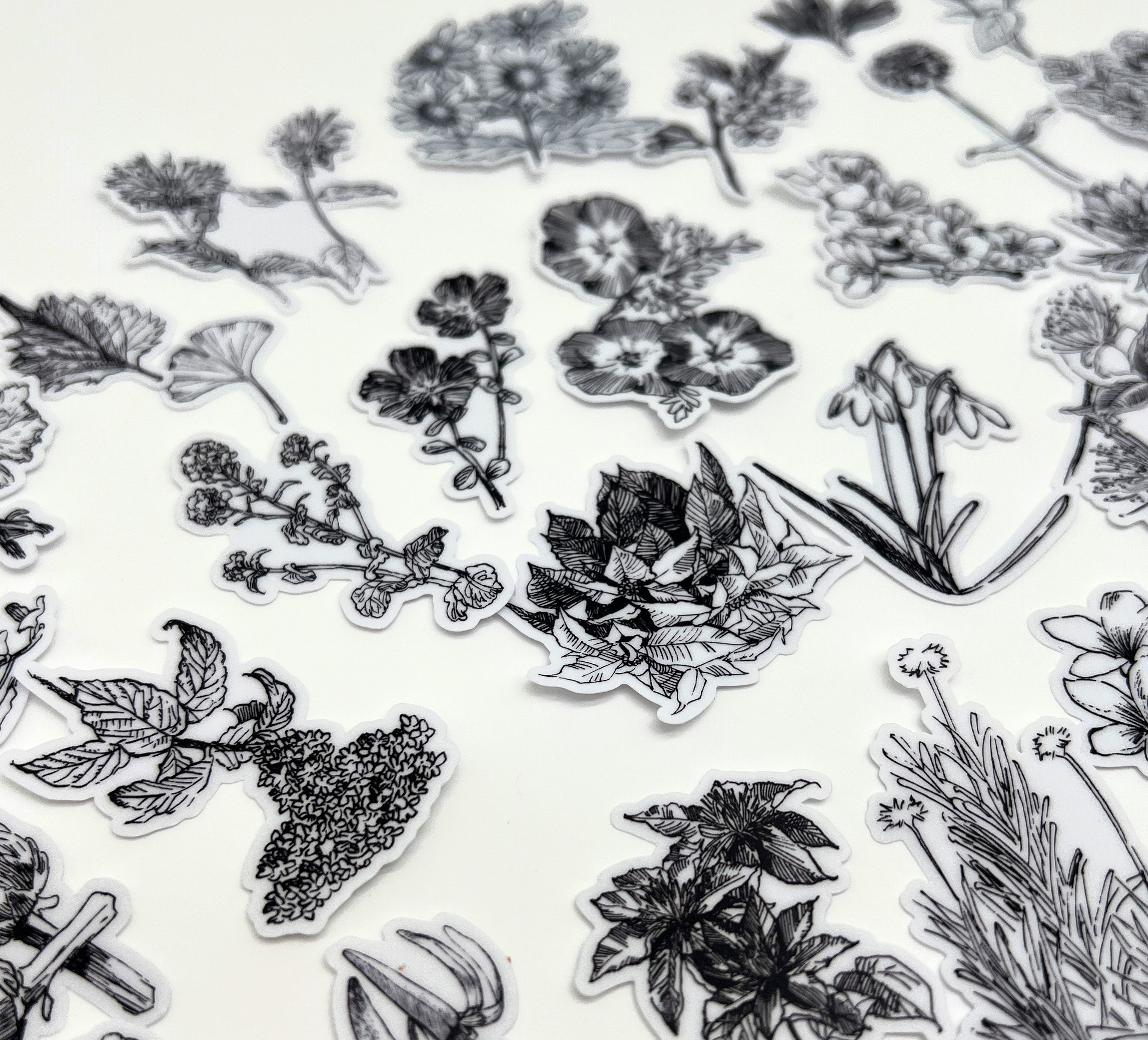 Black and White Floral Journal Stickers, Diary Stickers, Card ...