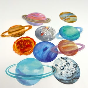 Pastel ruimteplaneten stickers, Galaxy planner sticker, universum dagboek sticker, planeet crafting sticker, maan deco sticker, ruimte crafting sticker
