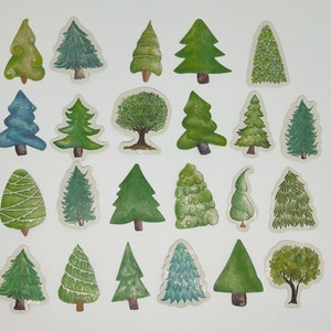 Forest Stickers, Green Trees Stickers, Greenery Planner Stickers, Greenery Deco Crafting Stickers, Woodland Stickers, Planner Supplies