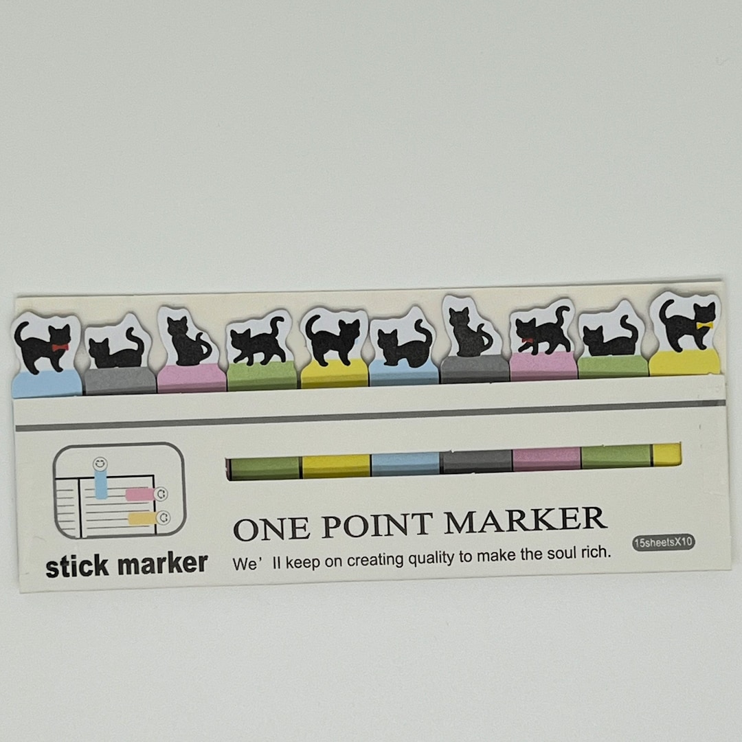 Black Cat Sticky Notes, Kawaii Animal Reminder Notes, Memo Pad Stickers ...