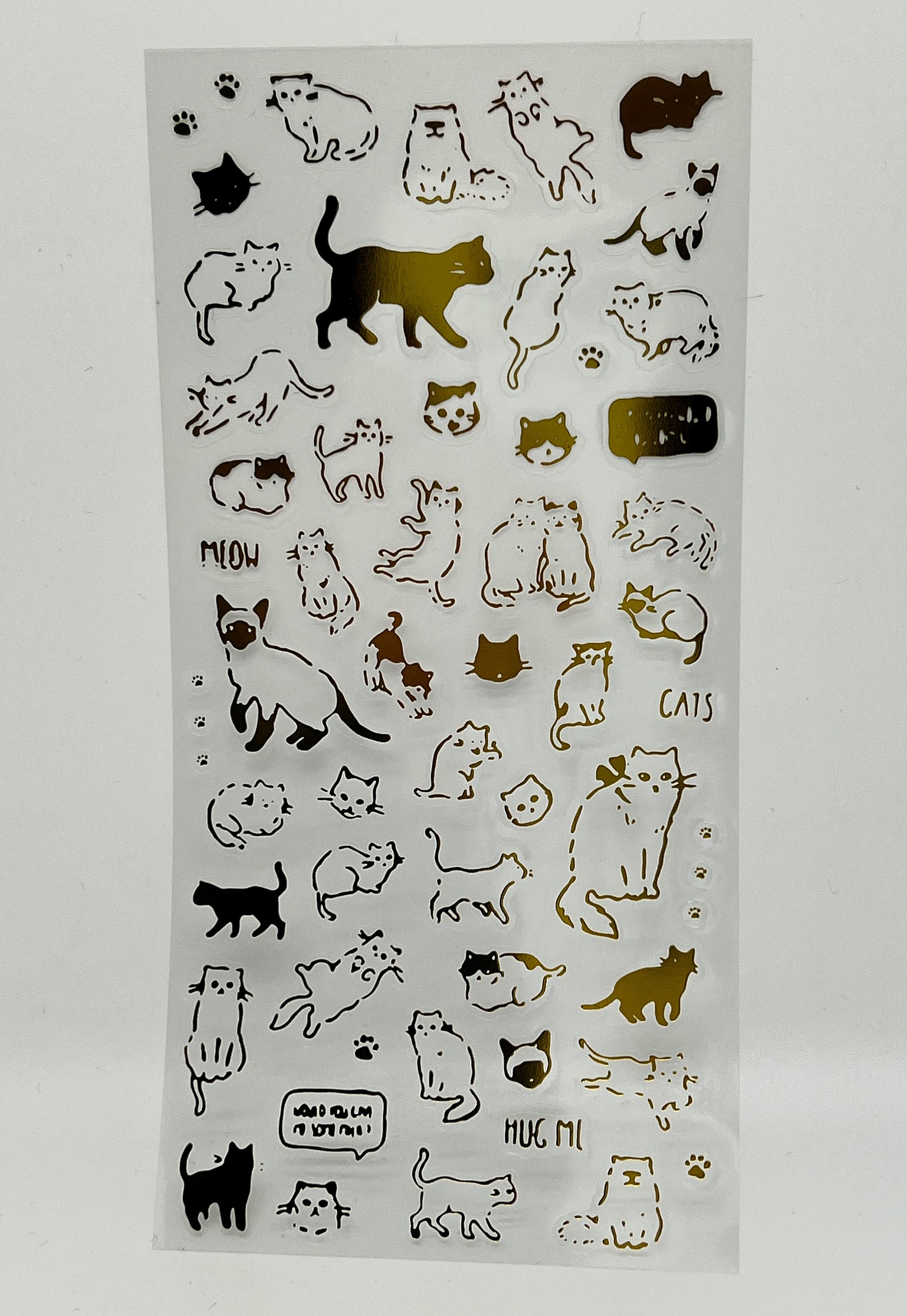 Gold Cat Planner Stickers, Cat Lover Stickers, Card Embellishment, Gold Tiny Craft Stickers, Scrapbooking Supply, Cat Lover Gift