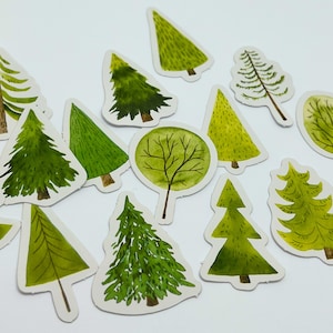 Greenery Planner Stickers, Forest Stickers, Green Trees Stickers, Woodland Stickers, Greenery Deco Crafting Sticker, Green Trees Lovers