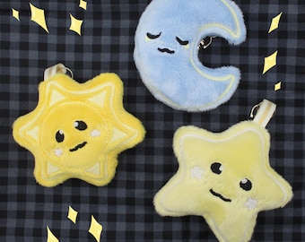 Sun, Moon, and Stars | Glow in the Dark | Plush Keychains