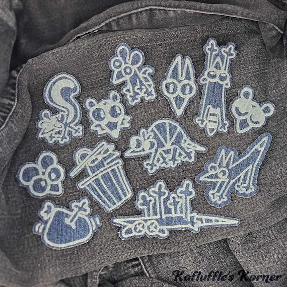 Upcycled Iron-On North American Trash Animals Denim Patches