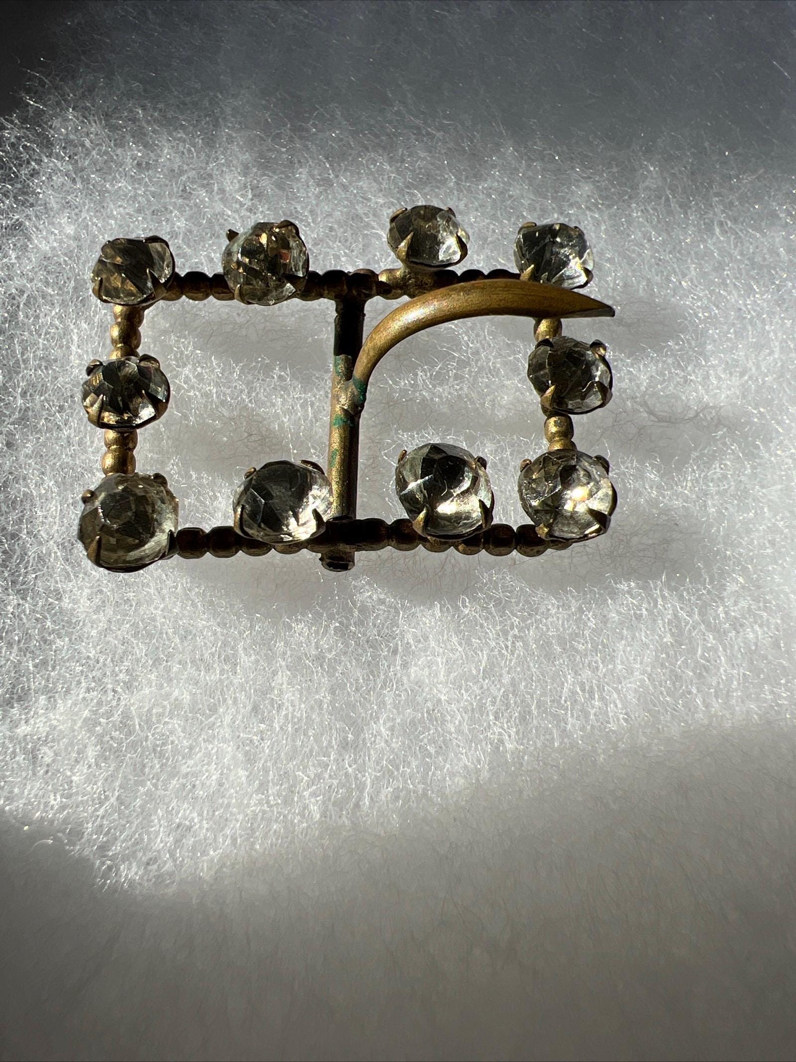 Antique Victorian Belt Buckle with Intricate Crystal Design Antique Victorian Sparkly Crystal Rhinestone Paste Sash Belt  main image 3