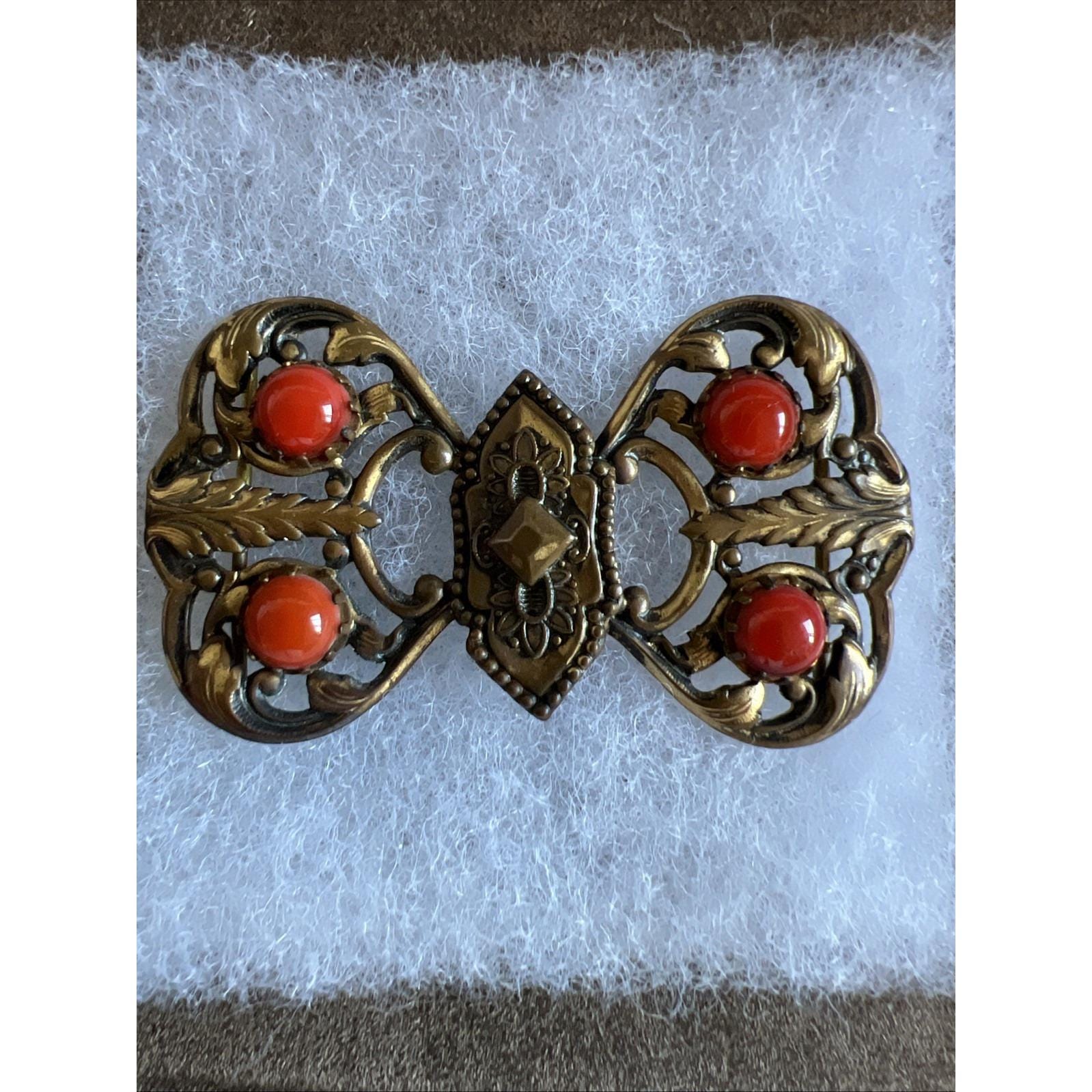 Gorgeous coral and brown belt with rocks and metal Buy Copper Brown Metallic Leather Western Belt With  main image 3