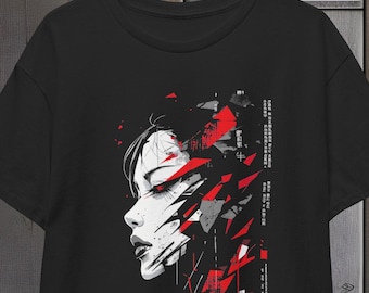 Kunoichi Ninja Tee, Minimalist Dark Silhouetted Face Shirt, Unisex Graphic Top, Japanese Warrior Tshirt, Stealth Assassin Costume, Martial