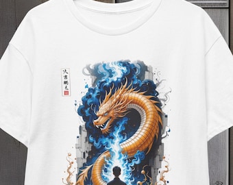 Zen Man Ying Longdragon Tee, Yin Yang Meditation Shirt, Spiritual Dragon Tshirt, Asian Symbol Top, Relaxation Yoga Apparel, Unisex Cotton
