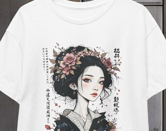 Asian Beauty Unisex Tee, Beautiful Girl Graphic Shirt, Ethnic Fashion Top, Japanese Inspired T-Shirt, Oriental Style Apparel, Cool Asian