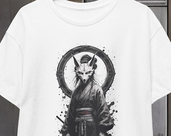 Ninja Kunoichi Fox Mask Tee, Japanese Ninja Shirt, Anime Fan Gift, Unisex Cotton T-Shirt, Kunoichi Apparel, Cosplay Costume Top