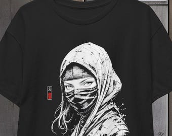 Ninja Tee Shirt, Shinobi Female Ninja Shirt, Anime Tee, Samurai Shirt, Japanese Warrior Top, Unisex Cotton Tee