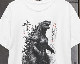 Godzilla Japanese-Style Unisex Tee, Japanese Movie Monster T-Shirt, Retro Kaiju Graphic Shirt, Tokyo Dinosaur Tee, Godzilla Fan Apparel