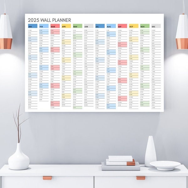 Giant 2025 Wall Calendar | 2025 Wall Planner | Annual Planner | Yearly Planner | Monthly Planner | 2025 Year Planner,Horizontal Multi Colour