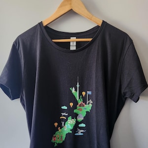 Camiseta con el mapa de Nueva Zelanda, diseño Kiwiana, recuerdo de Nueva Zelanda, unisex, regalo de Aotearoa, camiseta de viaje, ropa Kiwi única, KiwiCraftsCompany