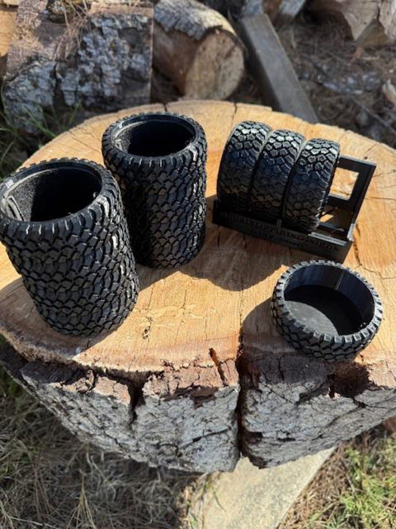 Socal3dprintsDesigns Tire Coasters with Rack - Thumbnail 2