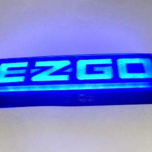 EZGO golf cart TXT,  RXV blue led emblem, logo, nameplate, sticker