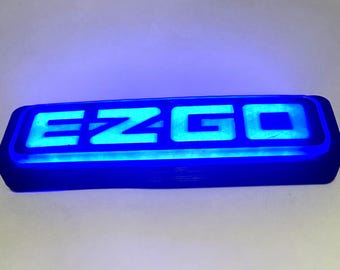 EZGO golf cart TXT,  RXV blue led emblem, logo, nameplate, sticker