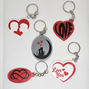 Schlüsselanhänger mit Liebesherz, Geschenkidee zum Valentinstag, 3D-gedruckt in PLA